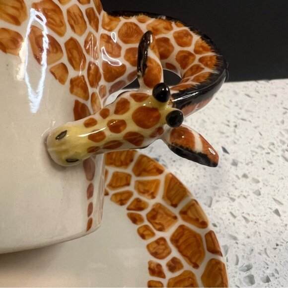 BLUE WITCH 3D Giraffe Head/Neck Handle Animal Print Espresso Cup and Saucer Set - Picture 14 of 15